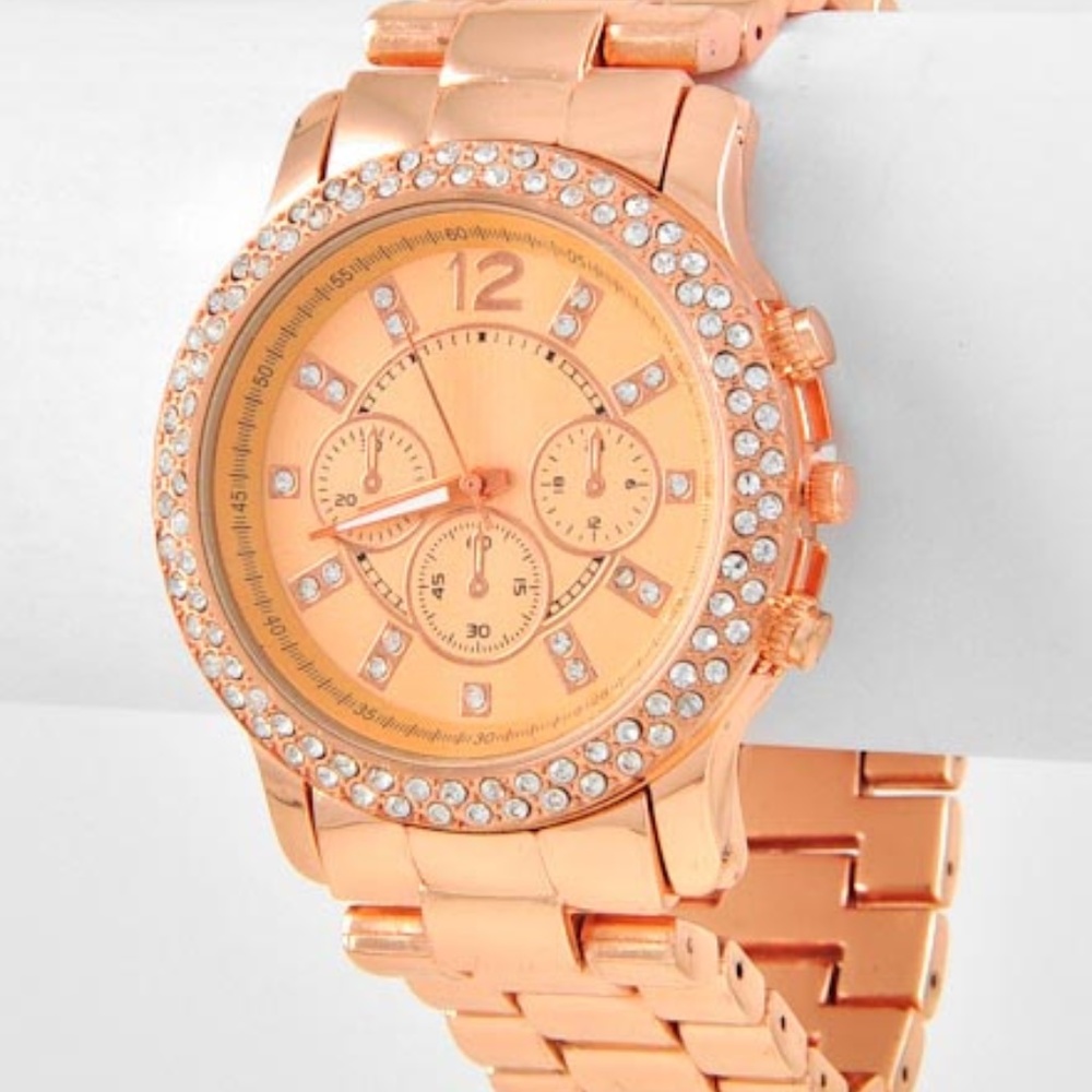 Rose Gold Crystal Bling Watch Stunning NEW
